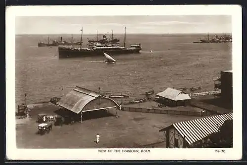 AK Aden, View of the Harbour, Hafenpartie, Dampfer, Pferdekutsche