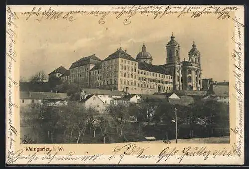 AK Weingarten i. W., Teilansicht mit Kirche