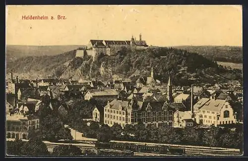 AK Heidenheim a. Brz., Teilansicht mit Schloss Hellenstein