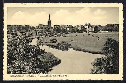 AK Uelzen, Blick von der Aussenmühle auf die Stadt