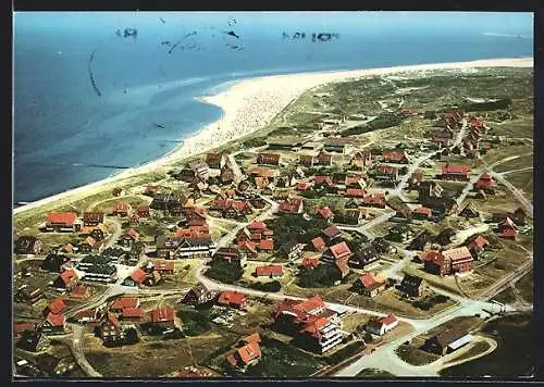 AK Baltrum, Panorama mit Strand aus der Vogelschau