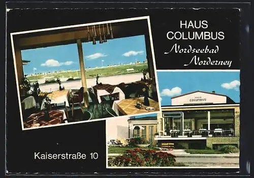 AK Norderney, Haus Columbus mit Innenansicht