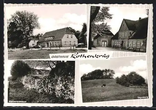 AK Dannewerk bei Schleswig, Das Gasthaus Rothenkrug v. Carl Kritzer, Waldemarsmauer, Thyraburg