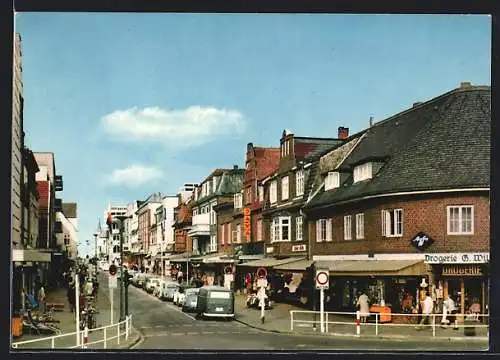 AK Westerland, Friedrichstrasse mit Drogerie und Geschäften