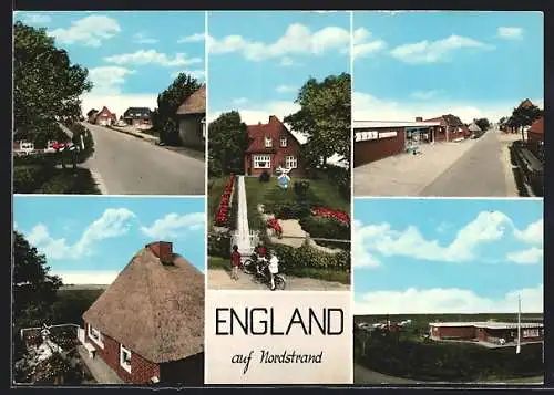 AK England auf Nordstrand, Strassen- und Gartenansichten