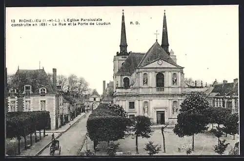 AK Richelieu /I.-et-L., L`Eglise Paroissiale, La Rue et la Porte de Loudun