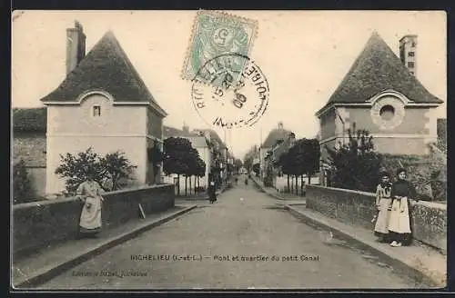 AK Richelieu /I.-et-L., Pont et quartier du petit Canal