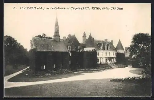 AK Reignac /I.-et-L., Le Château et la Chapelle, Côté Ouest