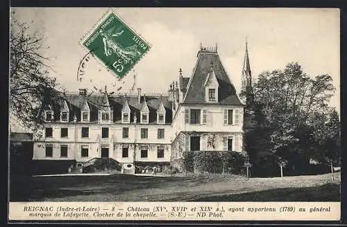 AK Reignac /I.-et-L., Château, Clocher de la chapelle