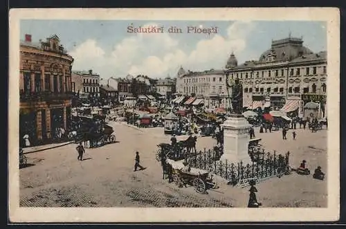 AK Ploesti, Geschäfte am Markplatz