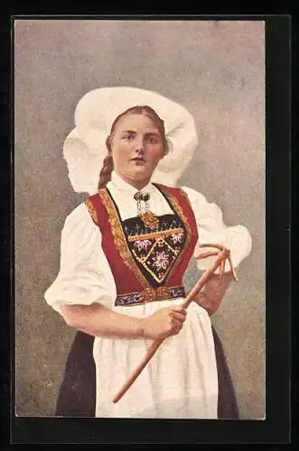 AK Mädchen in norwegischer Tracht