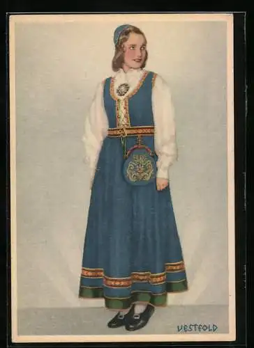 AK Norwegerin in Tracht von Vestfold