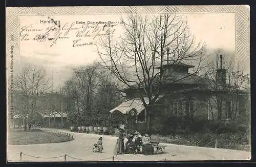 AK Hamburg-Rotherbaum, Cafe Dammtor-Pavillon vom Wegesrand