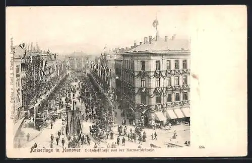 AK Hannover, Bahnhofstrasse während der Kaisertage