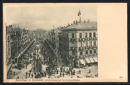 AK Hannover, Bahnhofstrasse während der Kaisertage