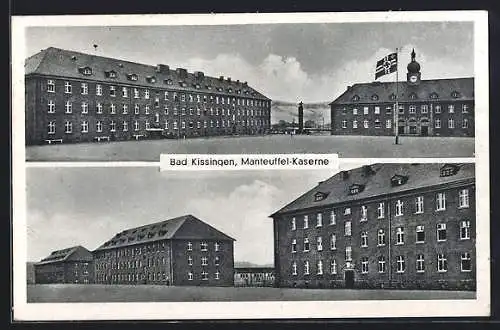 AK Bad Kissingen, Manteuffel-Kaserne mit flagge