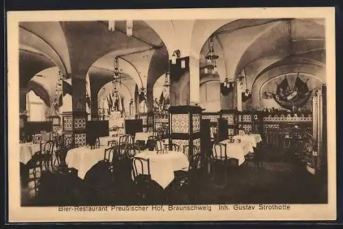 AK Braunschweig, Hotel Preussischer Hof, Innenansicht