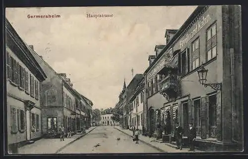 AK Germersheim, Hauptstrasse mit Gasthaus Ferdinand Kahn