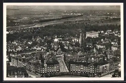 AK Mannheim, Fliegeraufnahme von Mannheim, Blick vom Friedrichsplatz