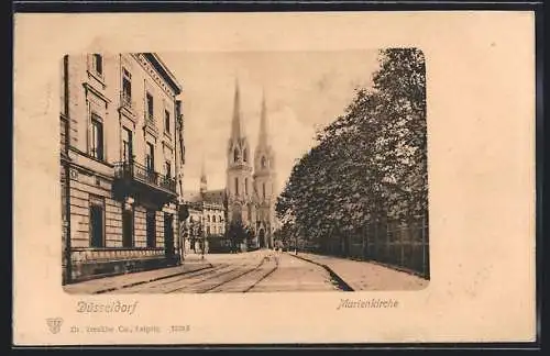 AK Düsseldorf, Blick nach der Marienkirche