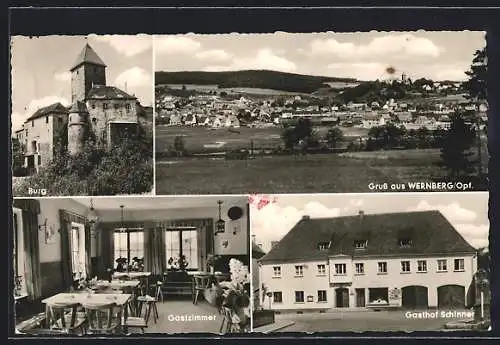 AK Wernberg / Opf., Gasthof Schinner, Gastzimmer, Burg