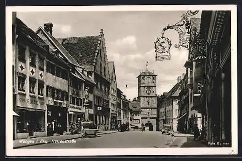 AK Wangen i. Allg., Herrenstrasse mit Geschäften und Museum