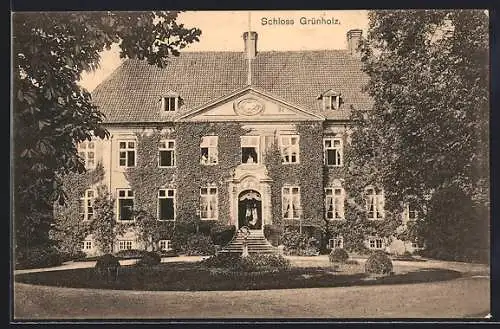 AK Grünholz, Blick auf die Front des Schloss Grünholz