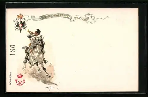 Lithographie 16° Cavalleggeri di Lucca, italienisches Kavallerie-Regiment