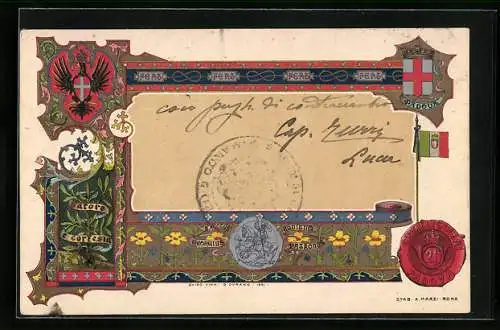 Lithographie 21° Cavalleggieri Padova, italienisches Kavallerie-Regiment