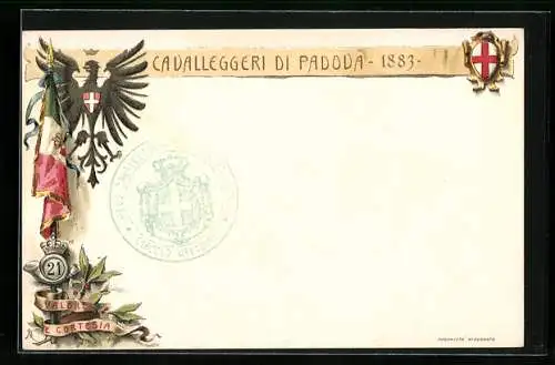 Lithographie Cavalleggeri di Padova 1883, 21. Italienisches Kavallerie-Regiment