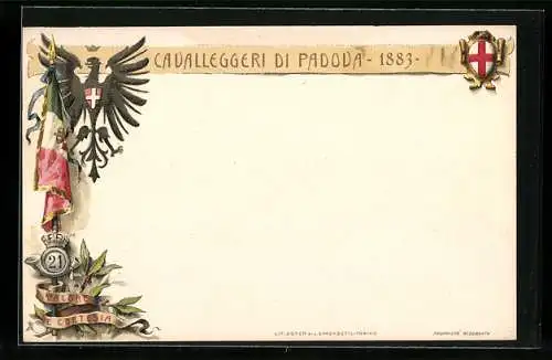 Lithographie Cavalleggeri di Padova 1883, 21. italienisches Kavallerie-Regiment