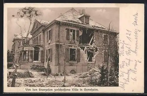 AK Sennheim, zerschossene Villa