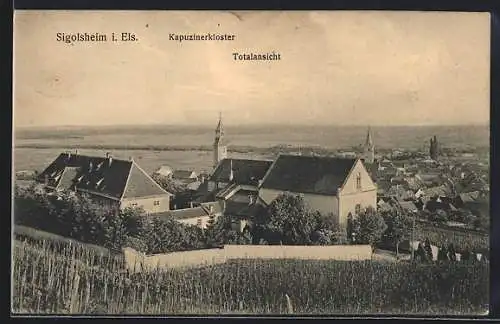 AK Sigolsheim i. Els., Ortsansicht mit Kapuzinerkloster