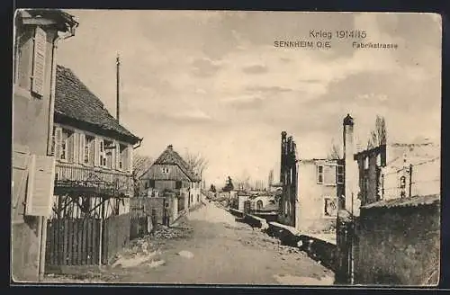 AK Sennheim, Fabrikstrasse, im Krieg zerstörte Häuser