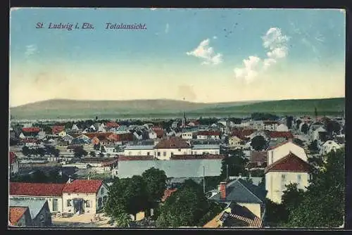 AK St. Ludwig i. Els., Blick über die Dächer