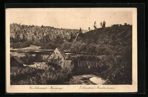 Künstler-AK I. Lévitan: Moulin à eau, Wassermühle, Rotes Kreuz Russland