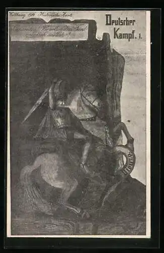 AK Deutscher Kampf, Ritter mit Schwert zu Pferd