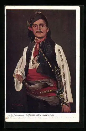 Künstler-AK I. V. Mrkvicka: Homme de Choumla, Bulgare in Tracht