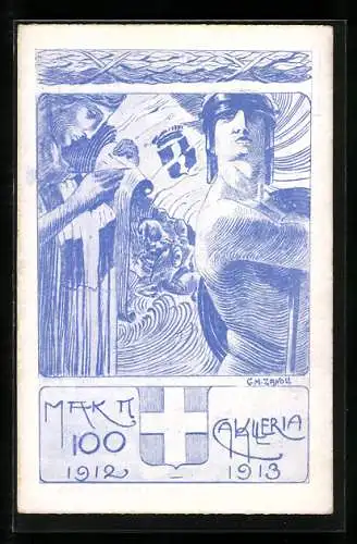 Künstler-AK Modena, Scuola Militare, Cavalleria