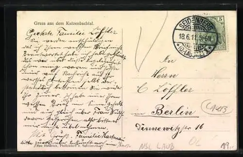 AK Schlauroth im Katzenbachthal, Gerh. Hartmanns Gasthaus, Steinbruch, Forellenteich, Grosser und kleiner Katzenstein