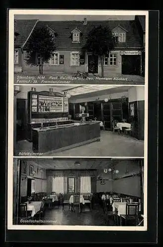 AK Sternberg /N. M., Restaurant Reichsgarten v. Hermann Köckert, mit Büfett- und Gesellschaftszimmer