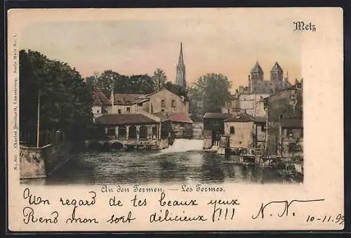 AK Metz, Teilansicht bei den Thermen mit Blick zur Kirche