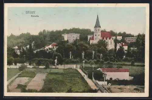 AK Dieuze, Teilansicht der Kolonie mit Kirche