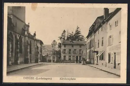 AK Dieuze /Lothringen, Kirchenplatz