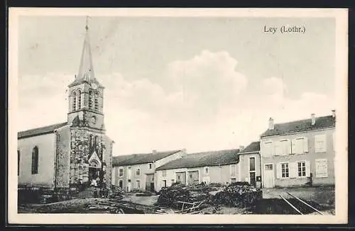 AK Ley / Lothr., Ortspartie mit Kirche