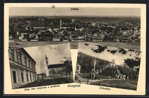 AK Bonyhád, Kalvaria, Rom. kat. templom a postaval