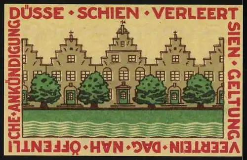 Notgeld Friedrichstadt-Eid 1921, 50 Pfennig, Kirche und Gebäudeansicht