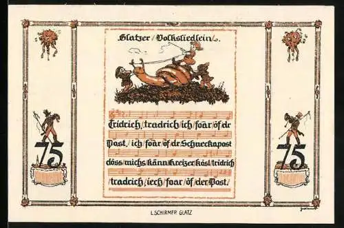 Notgeld Glatz 1921, 75 Pfennig, Gutschein der Stadt Glatz, Gültig bis zum 31. Dezember 1921