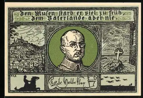 Notgeld Eisenach, 1921, 50 Pfennig, Gedenkschein zur Ehrung grosser Männer Eisenachs