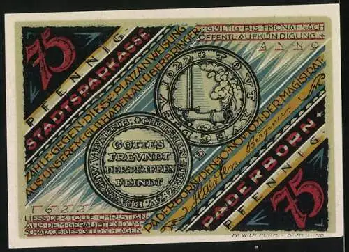 Notgeld Paderborn, 1921, 75 Pfennig, Feierlicher Einzug des Tollen-Christian am 31. Jan. 1622